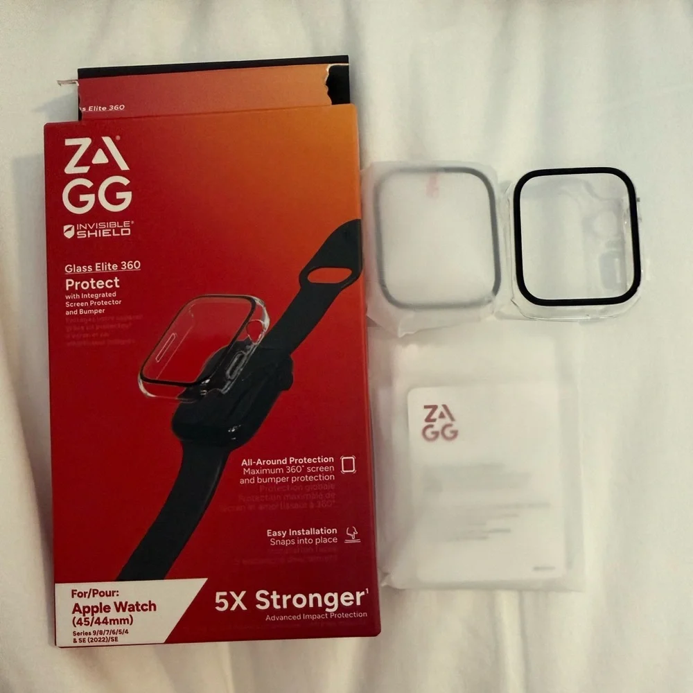 NWT ZAGG InvisibleShield Glass Elite 360 Bumper Protection Apple Watch 44 & 45mm